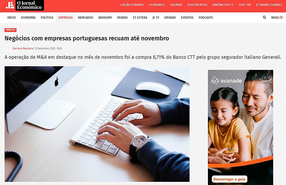 Negcios com empresas portuguesas recuam at novembro